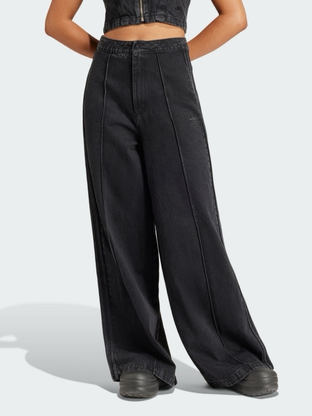 adidas Black Wide Leg Jeans 35”